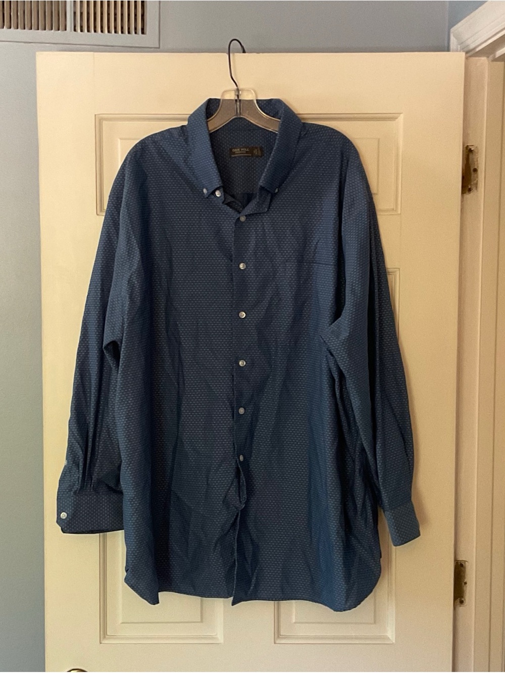 Oak Hill Premium Button Down Shirt Blue Dot Supima Cotton Non Iron 19 34/35